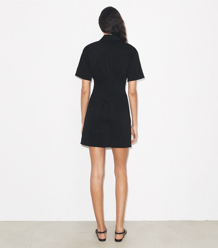 Tory Burch diseñador vestidos Vestido con cremallera en la parte delantera en Black parte posterior en modelo