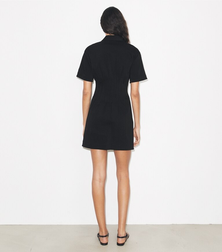 Tory Burch diseñador vestidos Vestido con cremallera en la parte delantera en Black parte posterior en modelo