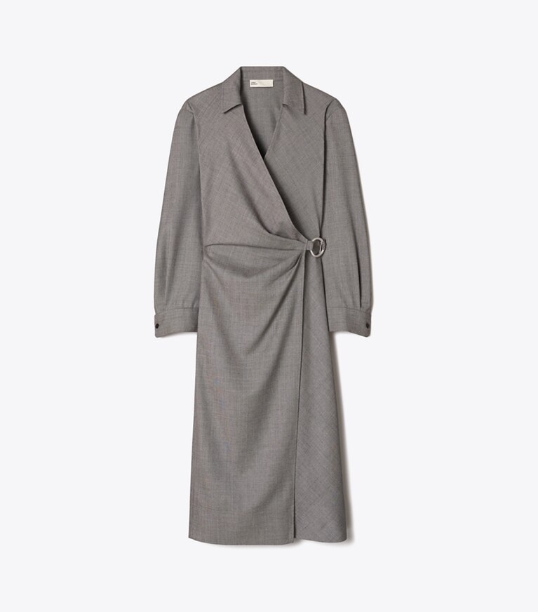 Tory Burch diseñador vestidos Vestido cruzado de lana en Black / Gray frente