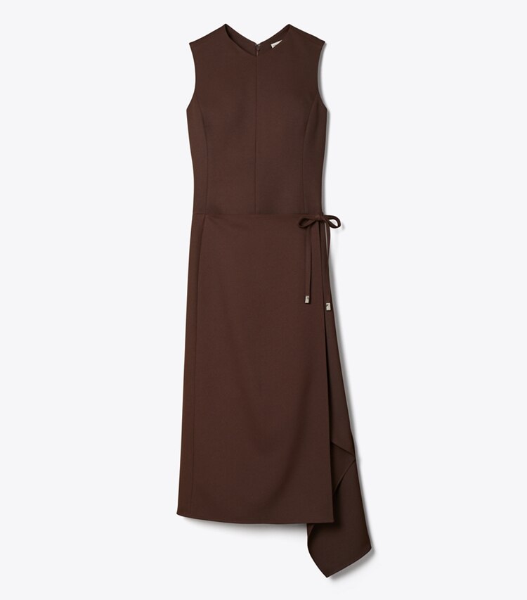 Tory Burch diseñador vestidos Vestido cruzado de sarga en Light Chocolate frente