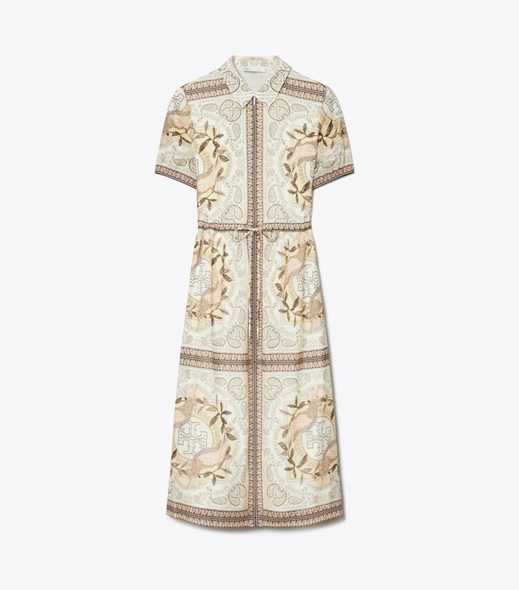Tory Burch diseñador vestidos Vestido de algodón ceñido con cremallera en Pink Cockatoo frente