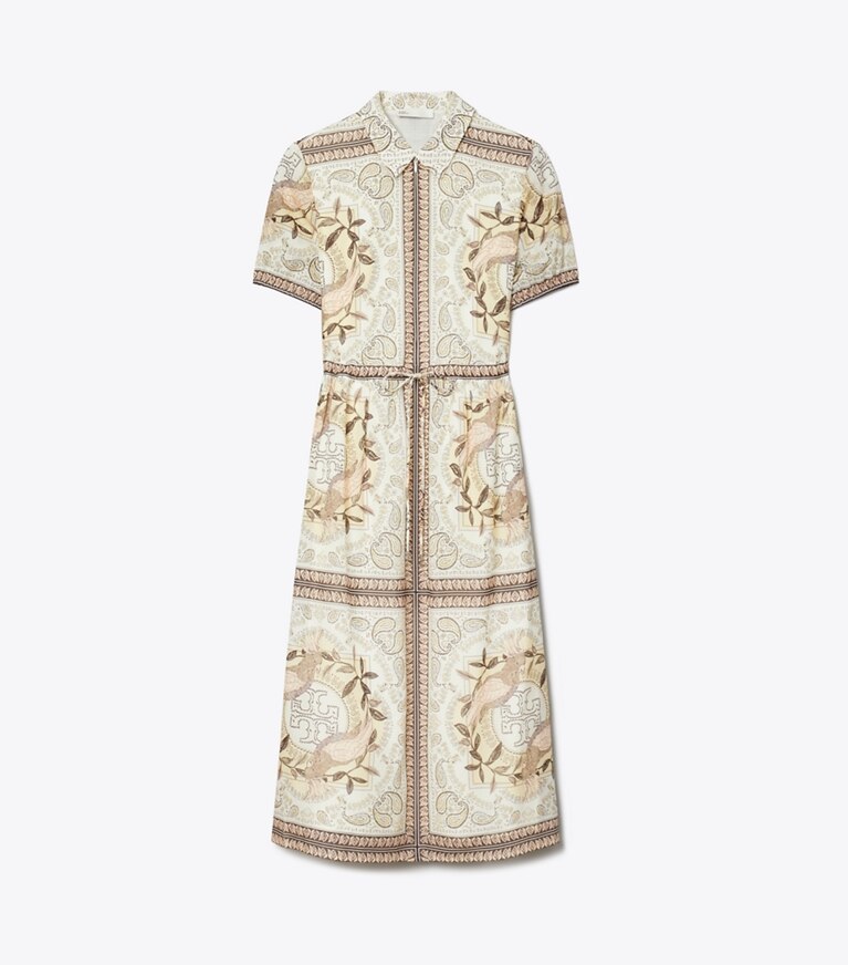 Tory Burch diseñador vestidos Vestido de algodón ceñido con cremallera en Pink Cockatoo frente