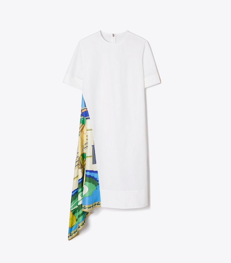 Tory Burch diseñador vestidos Vestido de algodón con paneles de seda en White frente