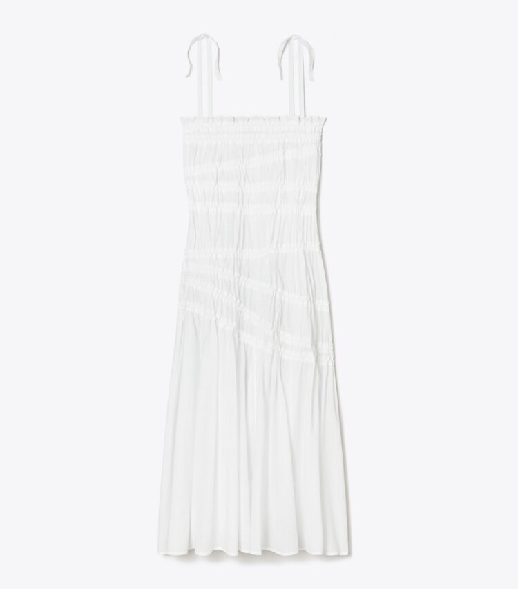 Tory Burch diseñador vestidos Vestido de algodón fruncido con lazo en los hombros en White frente