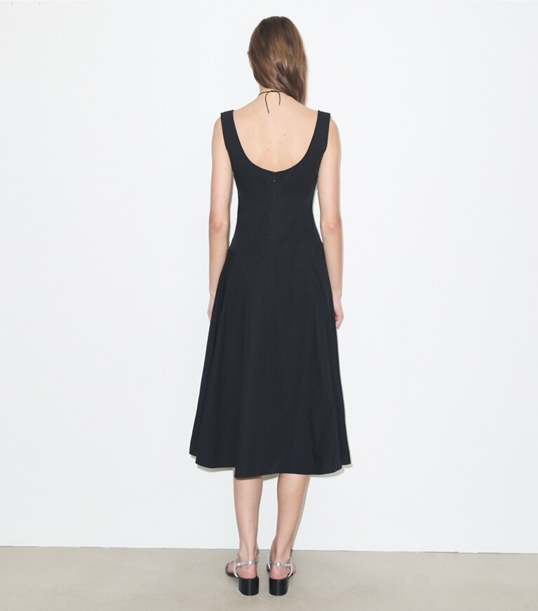 Tory Burch diseñador vestidos Vestido de breteles de algodón en Black parte posterior en modelo