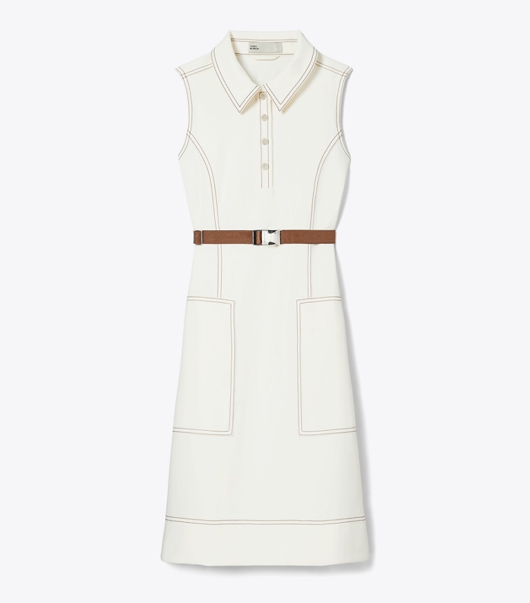 Tory Burch diseñador vestidos Vestido de golf con puntadas Pick en NEW IVORY frente