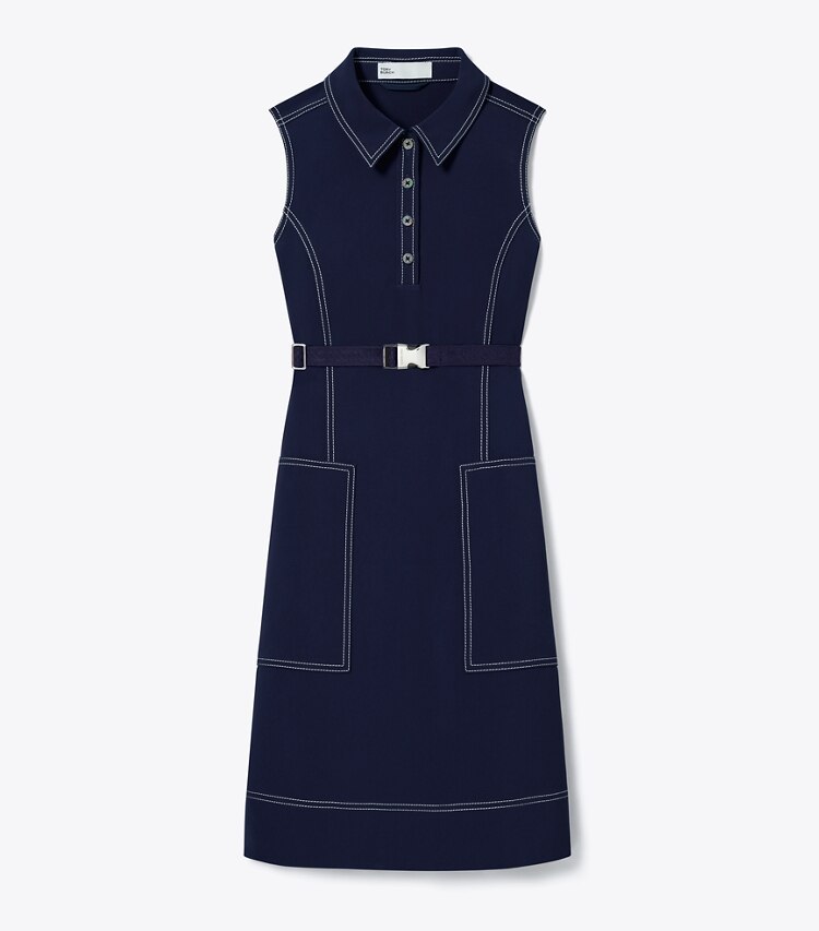 Tory Burch diseñador vestidos Vestido de golf con puntadas Pick en Tory Navy frente