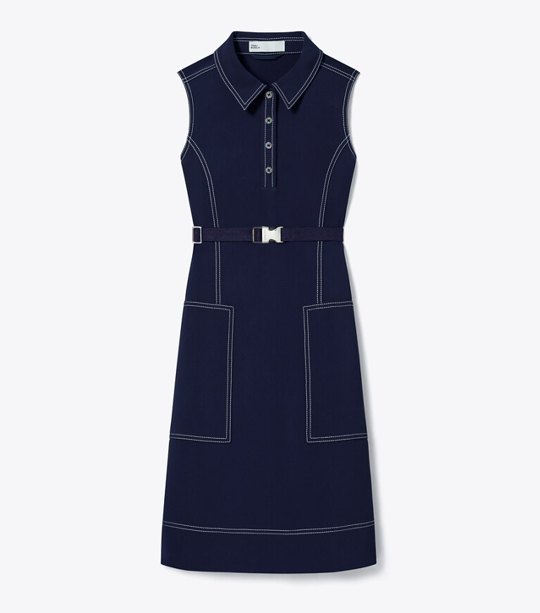 Tory Burch diseñador vestidos Vestido de golf con puntadas Pick en Tory Navy frente