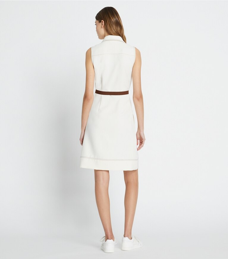 Tory Burch diseñador vestidos Vestido de golf con puntadas Pick en NEW IVORY parte posterior en modelo