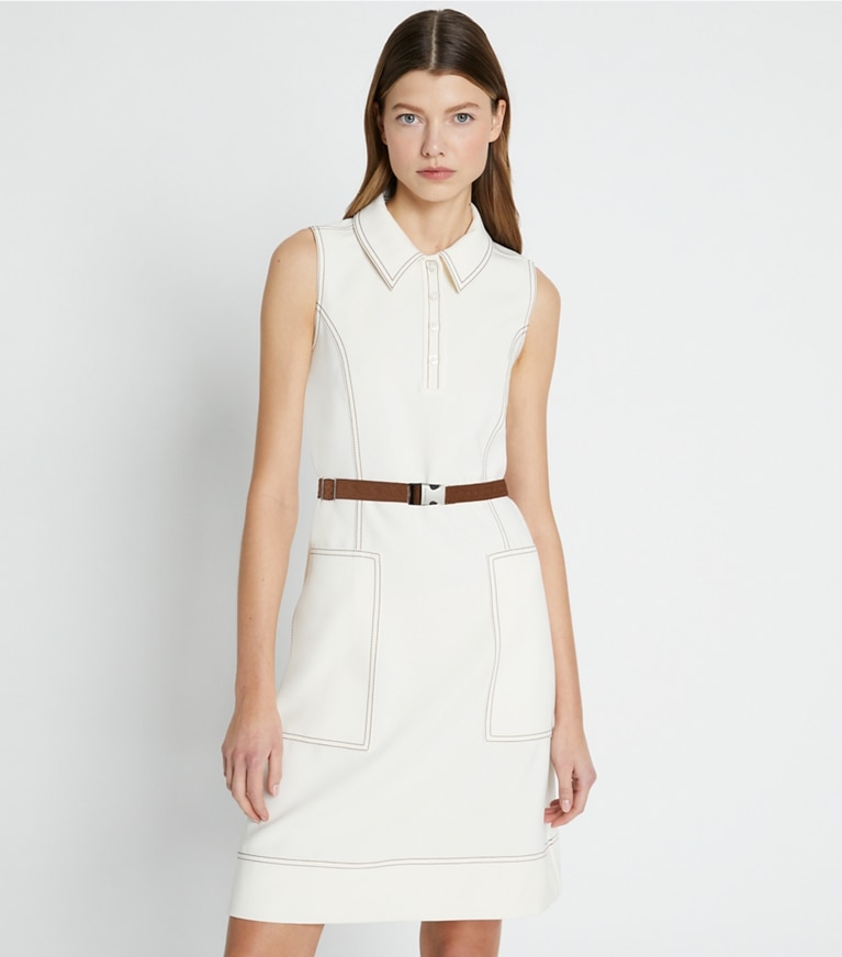 Tory Burch diseñador vestidos Vestido de golf con puntadas Pick en NEW IVORY detalle en modelo