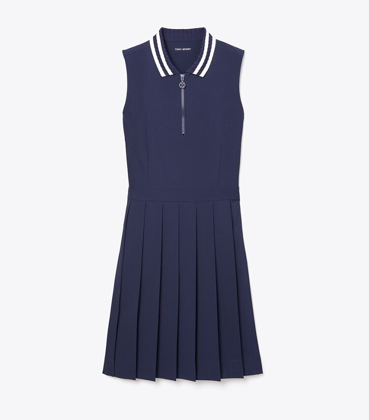Tory Sport diseñador vestidos Vestido de golf de alto rendimiento con cuello plisado en Tory Navy frente