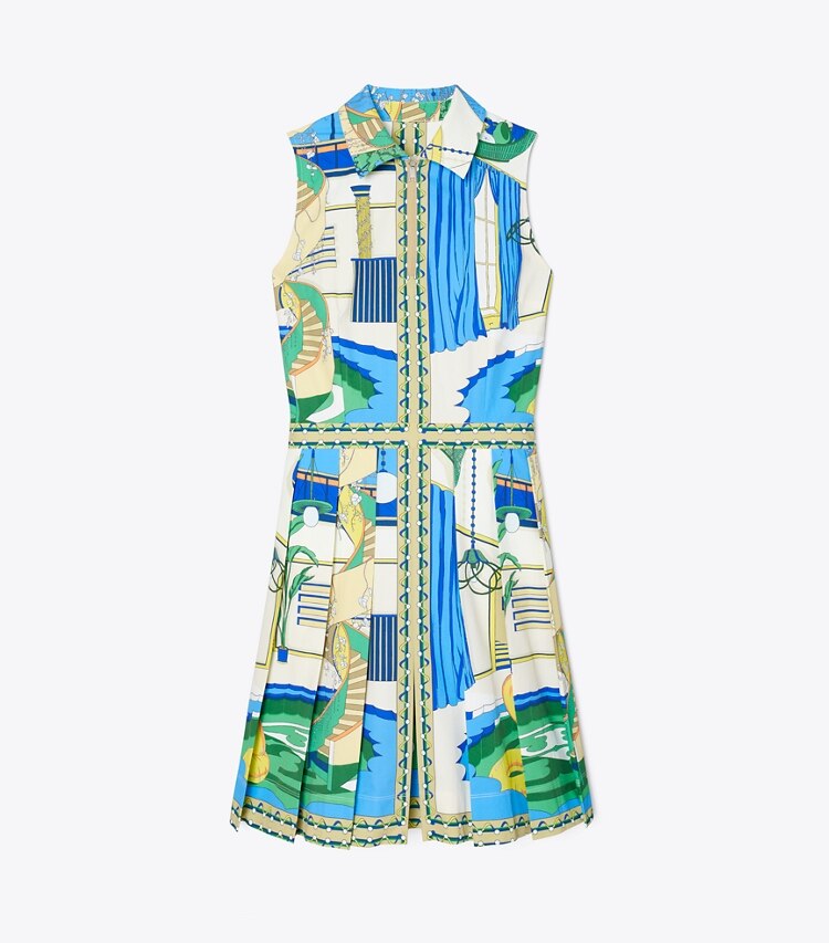 Tory Burch diseñador vestidos Vestido de golf estampado en The Pool Blue frente