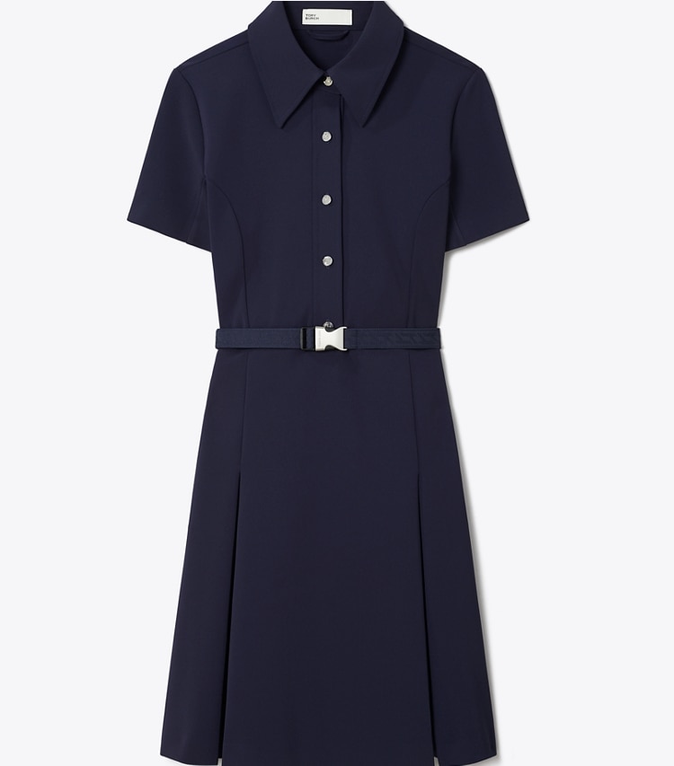 Tory Burch diseñador vestidos Vestido de golf plisado de manga corta en Tory Navy frente