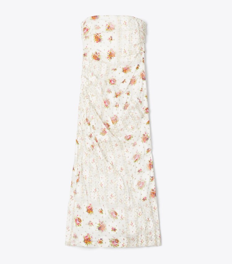 Tory Burch diseñador vestidos Vestido de jacquard de algodón sin breteles en Multi Floral frente