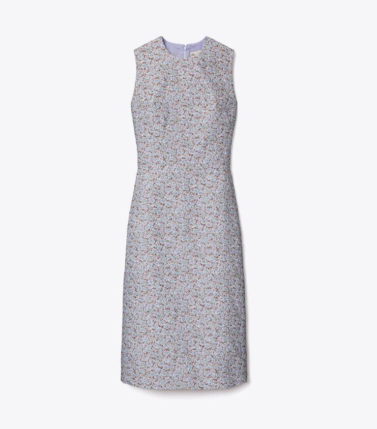 Tory Burch diseñador vestidos Vestido de jacquard en Blue Floral frente