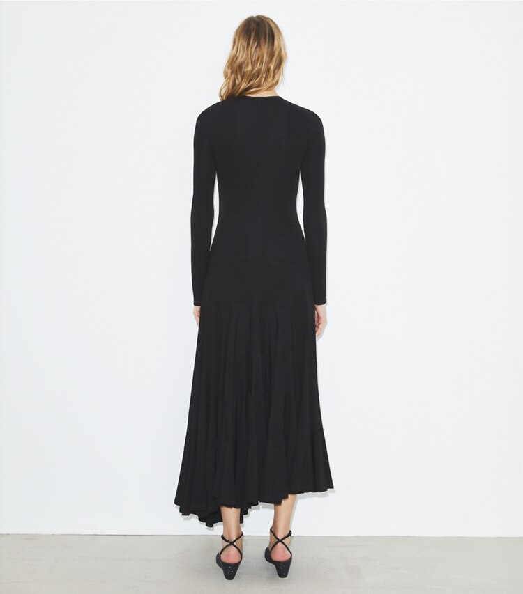 Tory Burch diseñador vestidos Vestido de jersey en Black parte posterior en modelo