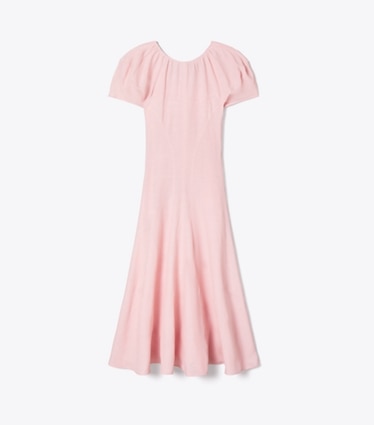 Tory Burch diseñador vestidos Vestido de lino con mangas globo en Light Pink frente