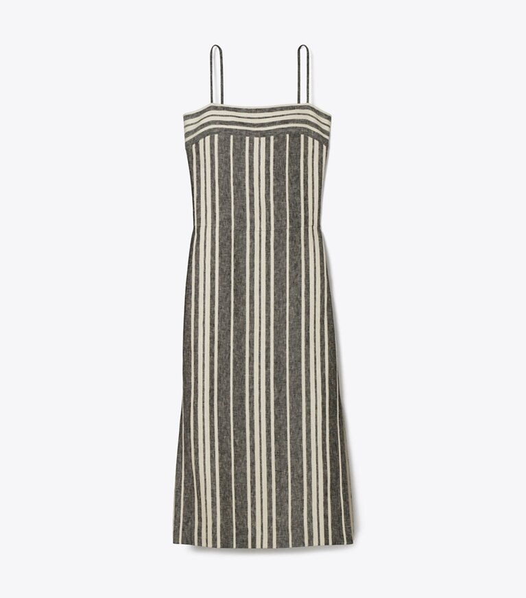 Tory Burch diseñador vestidos Vestido de lino sin espalda en Black / Ivory frente
