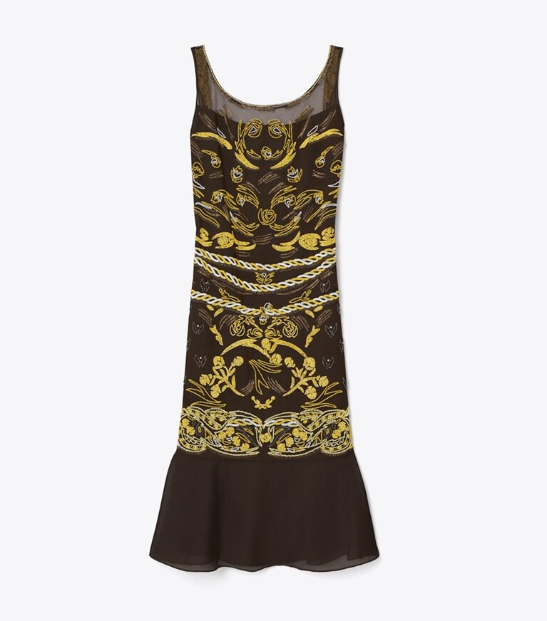 Tory Burch diseñador vestidos Vestido de malla con adornos en Coconut frente