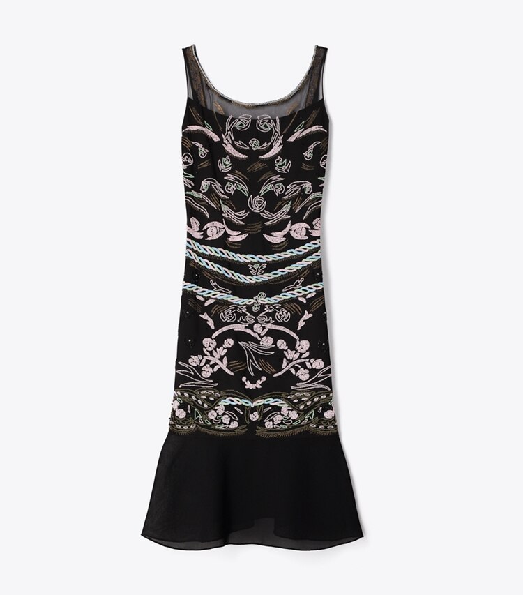 Tory Burch diseñador vestidos Vestido de malla con adornos en BLACK frente