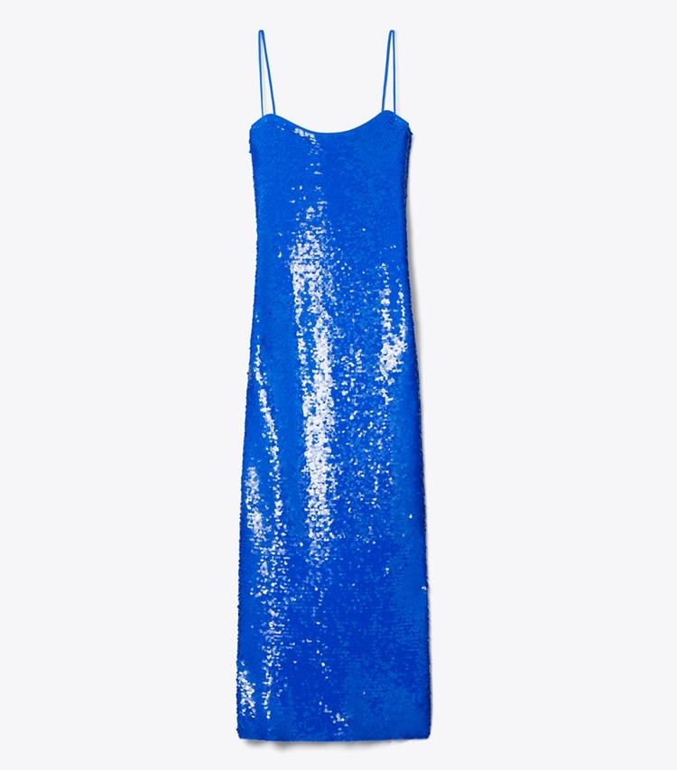 Tory Burch diseñador vestidos Vestido de malla con lentejuelas en Bay Blue frente