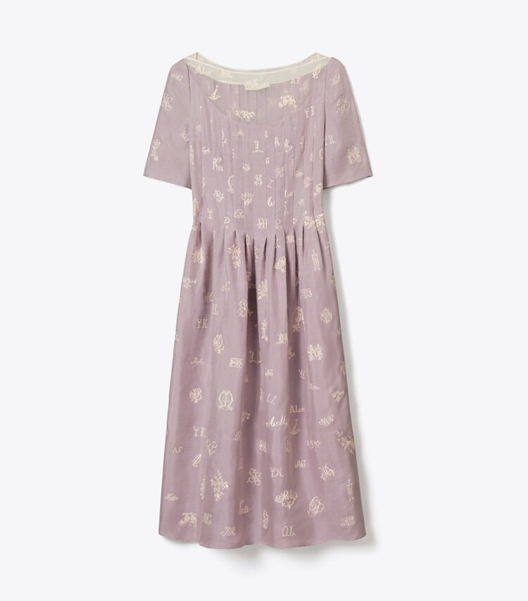 Tory Burch diseñador vestidos Vestido de seda bordado en Lilac frente