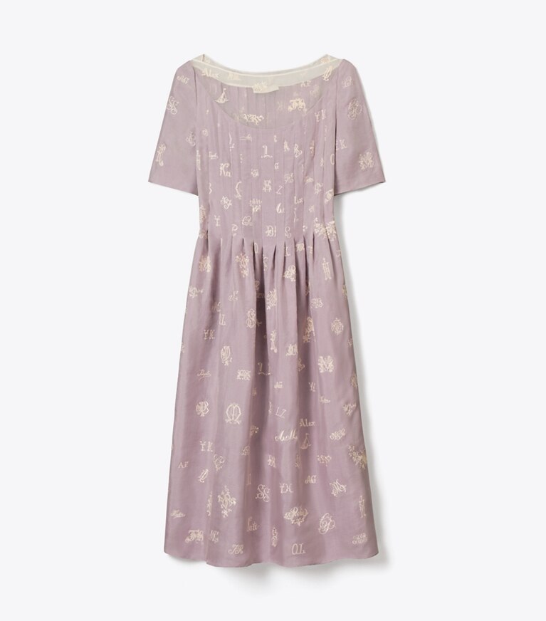 Tory Burch diseñador vestidos Vestido de seda bordado en Lilac frente
