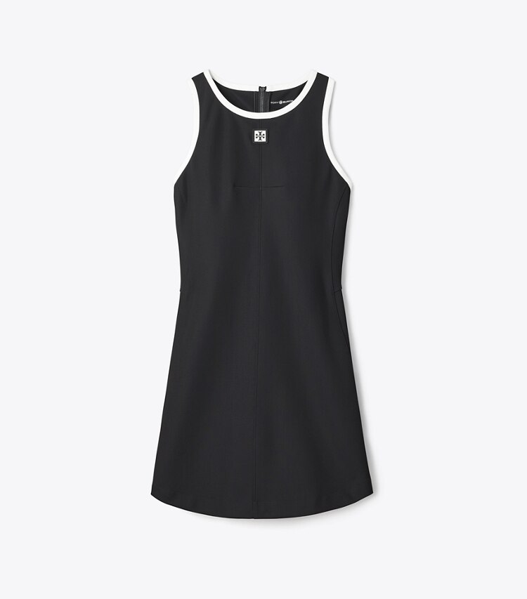 Tory Burch diseñador vestidos Vestido de tenis de jersey con espalda nadadora en Black / Snow White frente