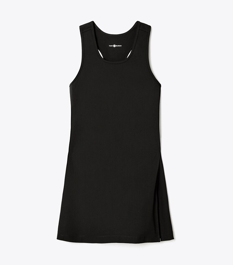 Tory Sport diseñador vestidos Vestido de tenis de punto con abertura lateral en Black / Black frente