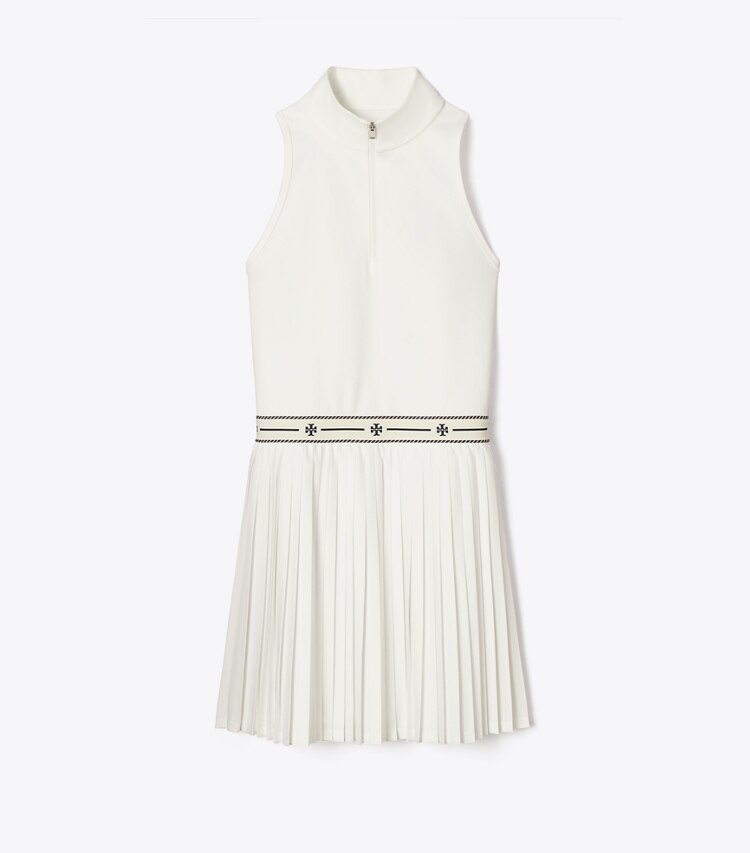 Tory Burch diseñador vestidos Vestido de tenis plisado con cremallera de un cuarto en Snow White frente
