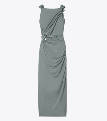 Tory Burch diseñador vestidos Vestido de viscosa con nudo en Shale Gray frente