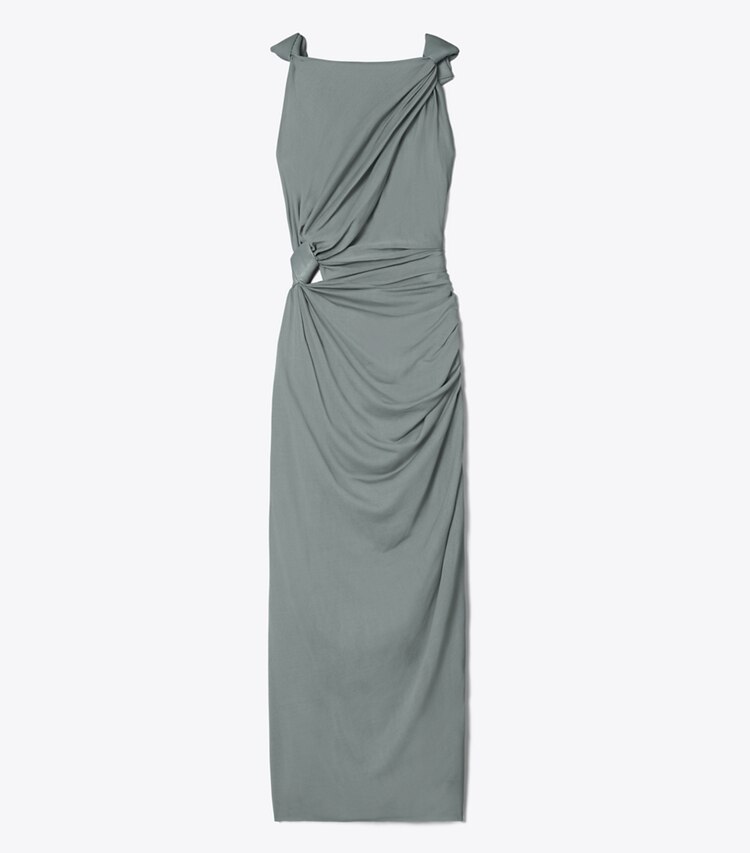 Tory Burch diseñador vestidos Vestido de viscosa con nudo en Shale Gray frente