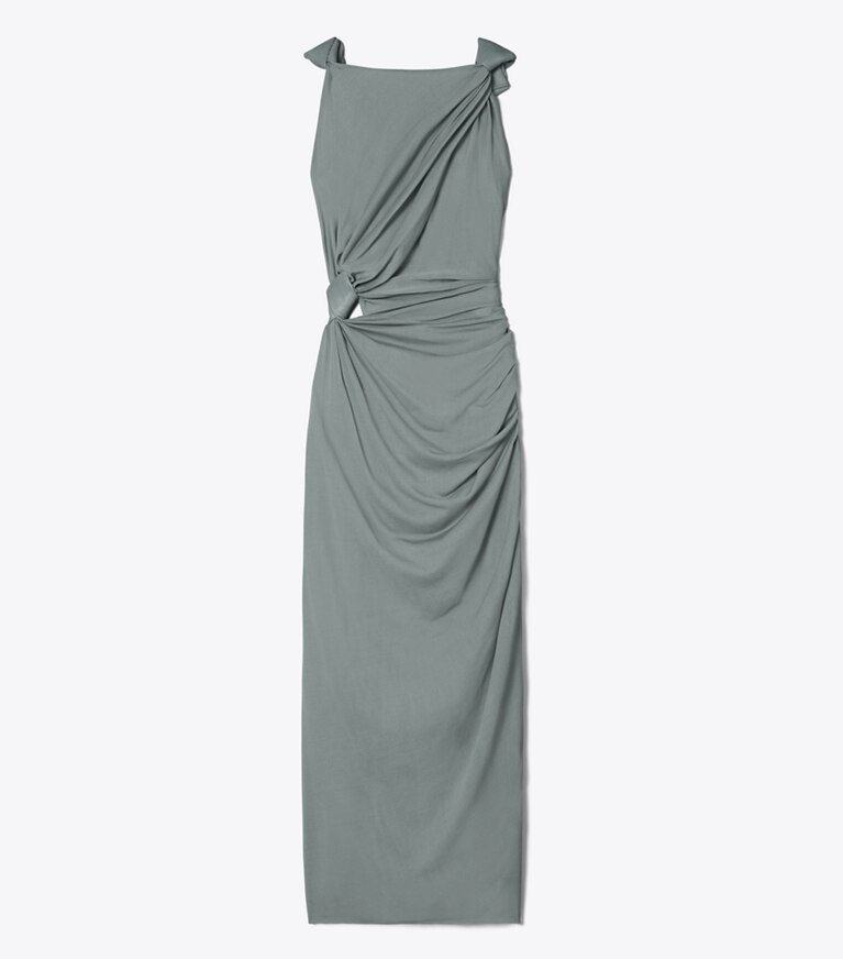 Tory Burch diseñador vestidos Vestido de viscosa con nudo en Shale Gray frente