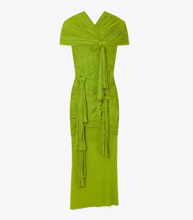 Tory Burch diseñador vestidos Vestido de viscosa con nudos en Faded Green frente
