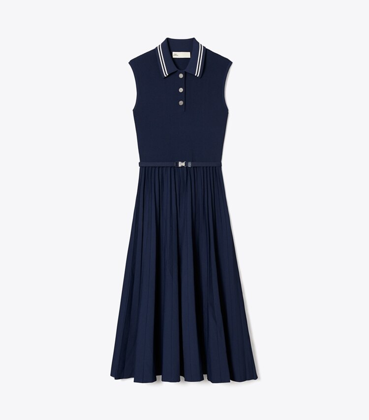 Tory Burch diseñador vestidos Vestido de viscosa plisada en Tory Navy frente