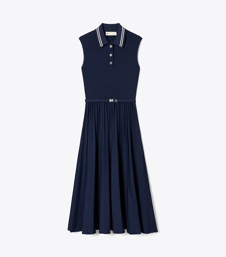 Tory Burch diseñador vestidos Vestido de viscosa plisada en Tory Navy frente