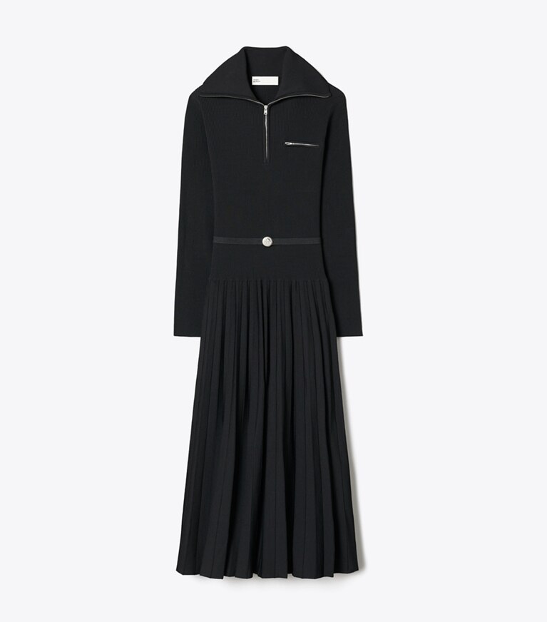Tory Burch diseñador vestidos Vestido de viscosa plisada en Black frente
