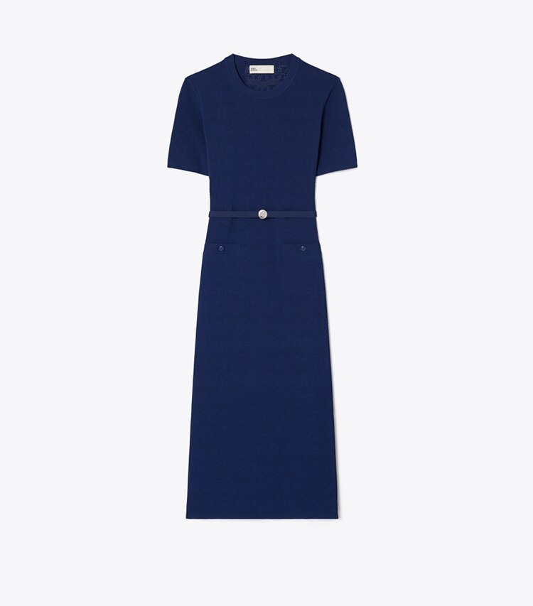 Tory Burch diseñador vestidos Vestido de viscosa pointelle en Ocean frente