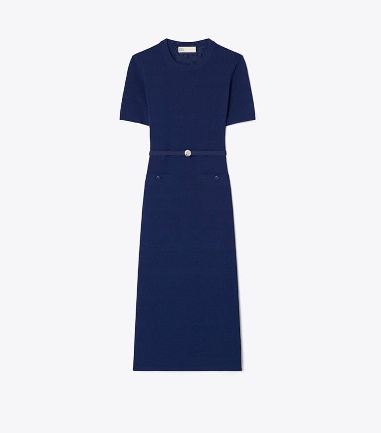 Tory Burch diseñador vestidos Vestido de viscosa pointelle en Ocean frente