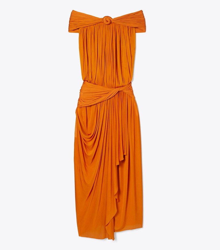 Tory Burch diseñador vestidos Vestido drapeado de jersey en Marigold frente