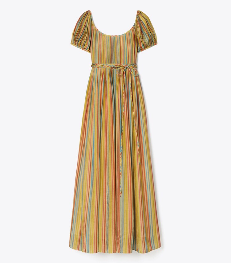 Tory Burch diseñador vestidos Vestido plisado en Multi Stripe frontal