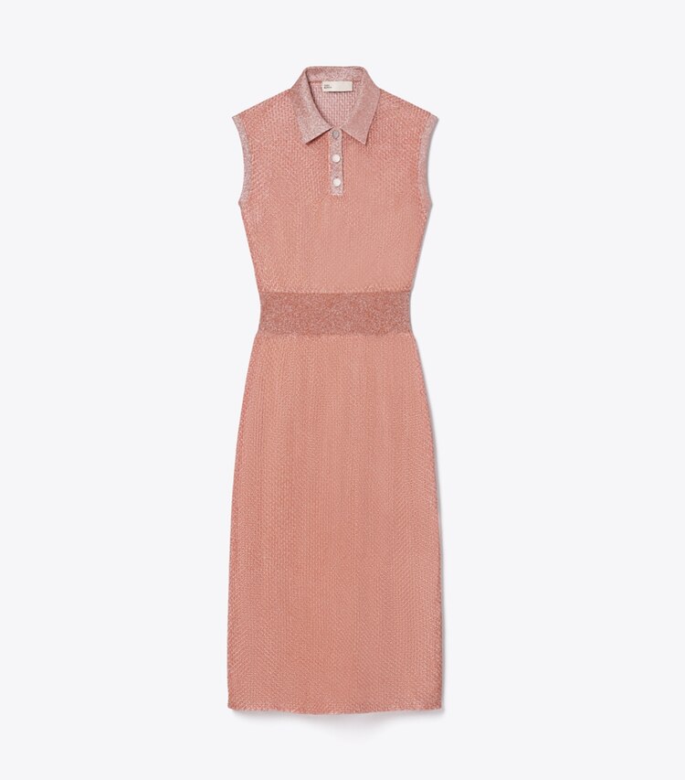 Tory Burch diseñador vestidos Vestido polo de malla en Copper / Soft Pink frente