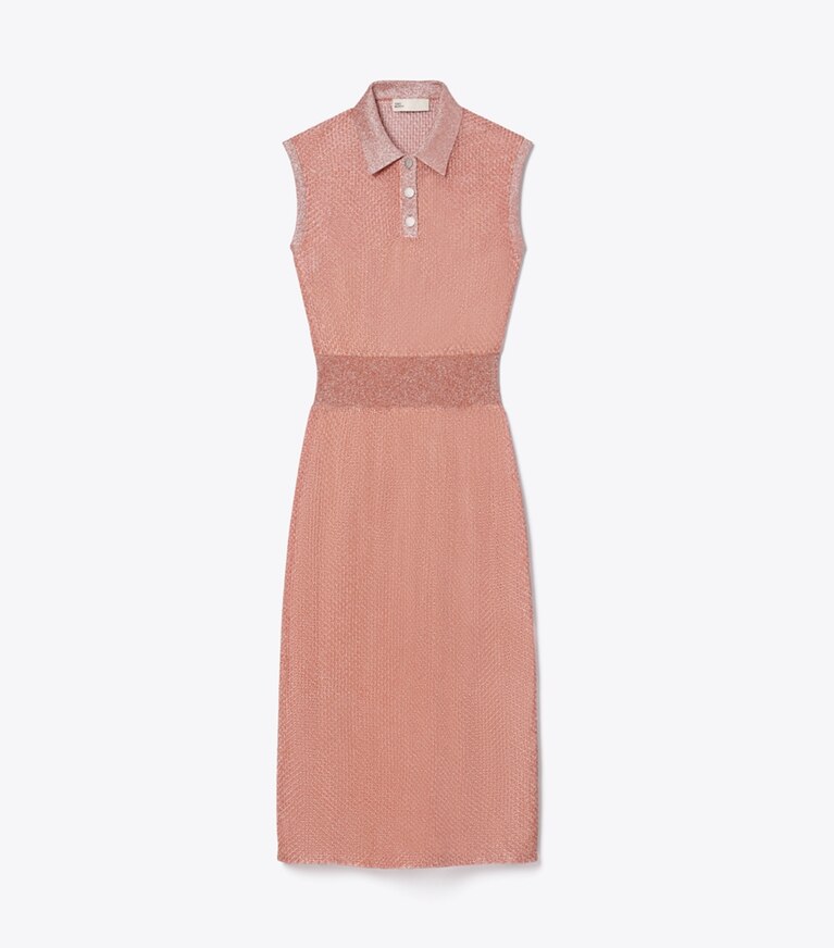 Tory Burch diseñador vestidos Vestido polo de malla en Copper / Soft Pink frente
