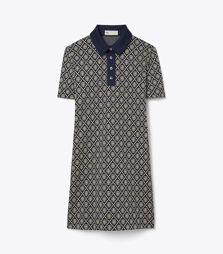 Tory Sport diseñador vestidos Vestido polo de nailon con monograma de T en TORY NAVY T MONOGRAM SMALL SPORT frontal