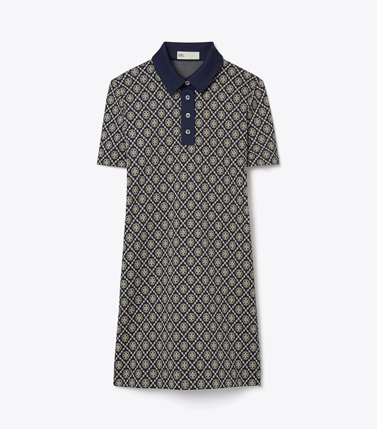 Tory Sport diseñador vestidos Vestido polo de nailon con monograma de T en TORY NAVY T MONOGRAM SMALL SPORT frontal