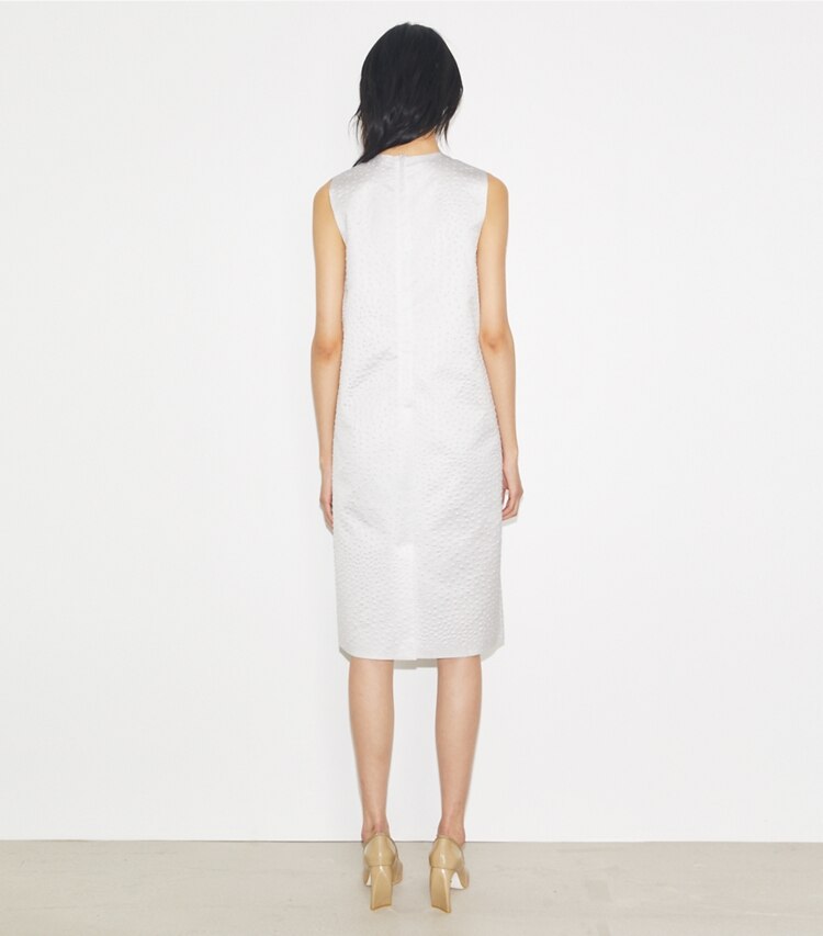 Tory Burch diseñador vestidos Vestido texturizado en White parte posterior en modelo