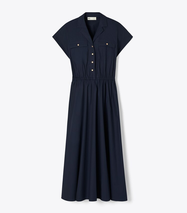 Tory Burch diseñador vestidos Vestido tipo camisa de poplín de algodón en Medium Navy frente