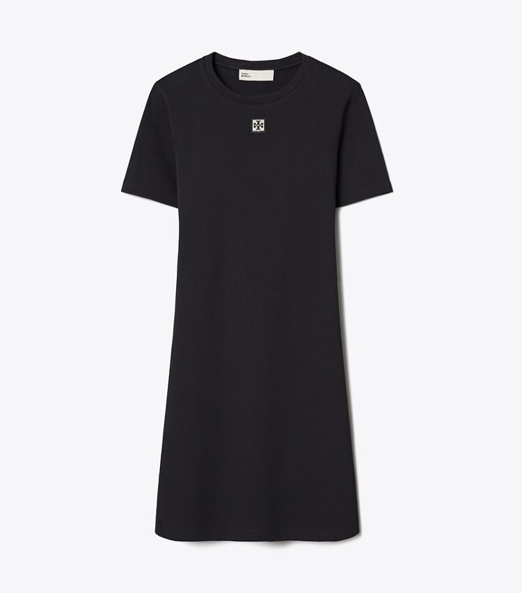 Tory Burch diseñador vestidos Vestido tipo camiseta de algodón acanalado en Black frente