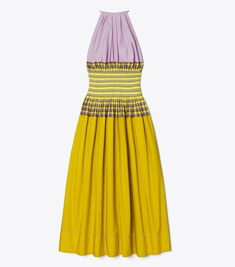 Tory Burch diseñador vestidos Vestido Veronica de cuadros con bloques de color en Lemon Lime frontal