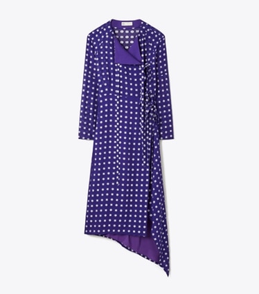 Tory Burch designer abiti Vestito jacquard a portafoglio in Ballpoint Ink Nothing Ditsy front